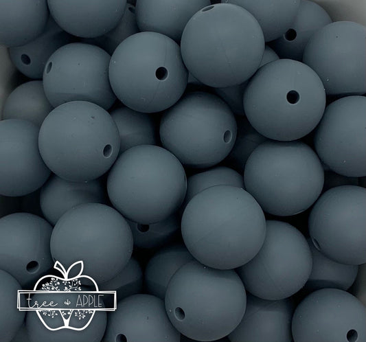 12mm Round Solid Dark Grey Silicone Beads