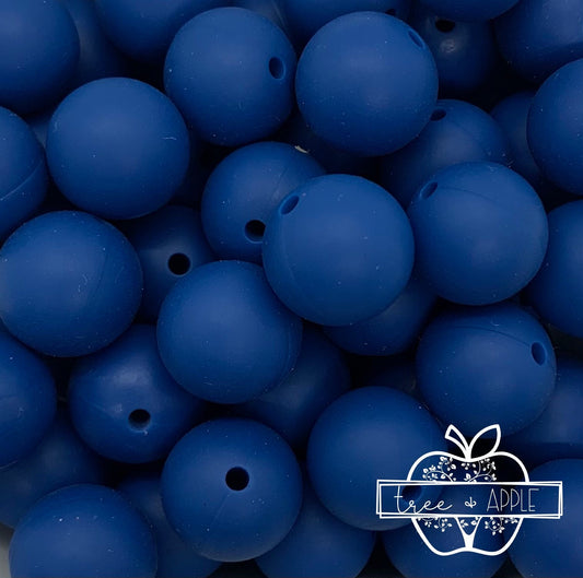 15mm Solid Sapphire Blue Round Silicone Beads