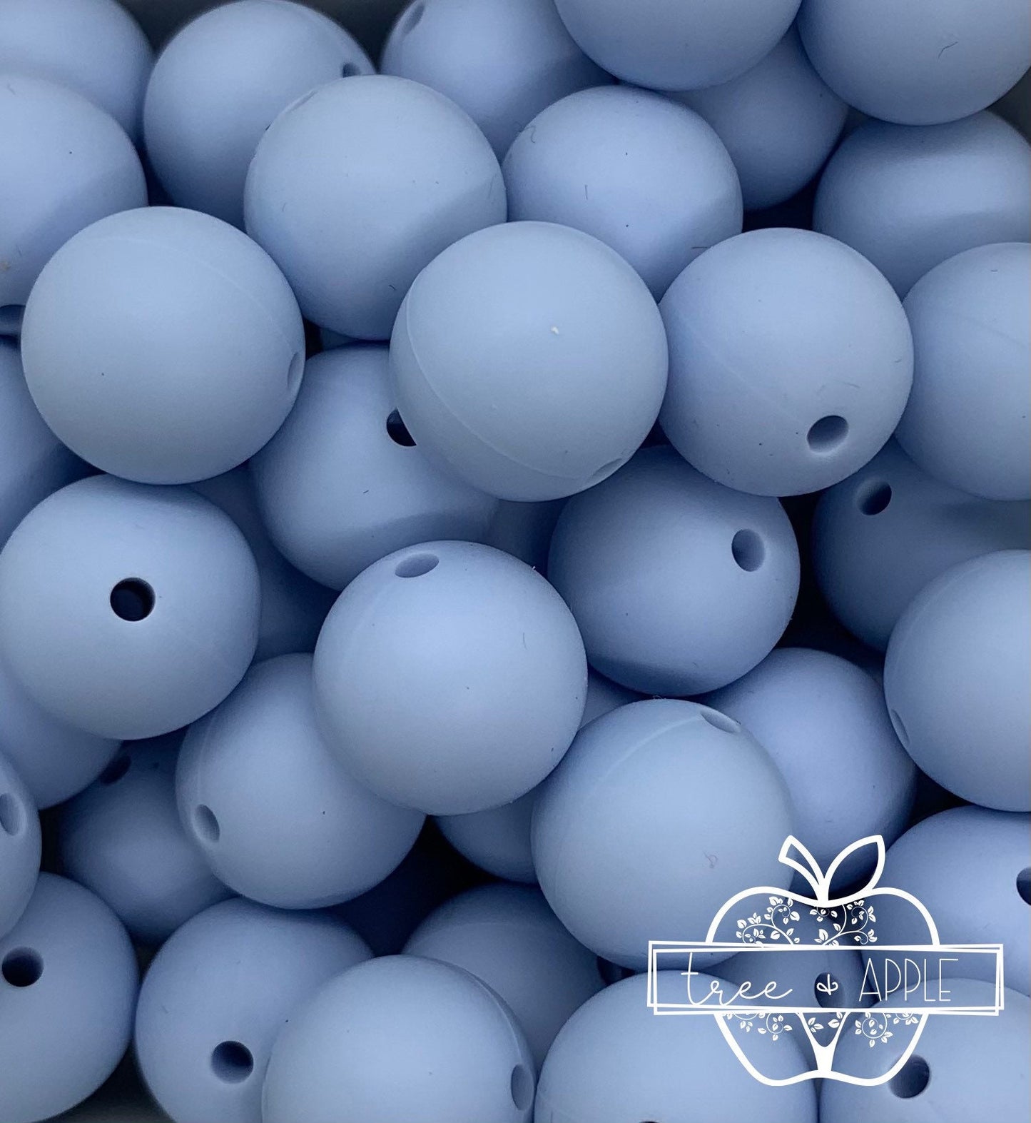 15mm Solid Baby Blue Round Silicone Beads