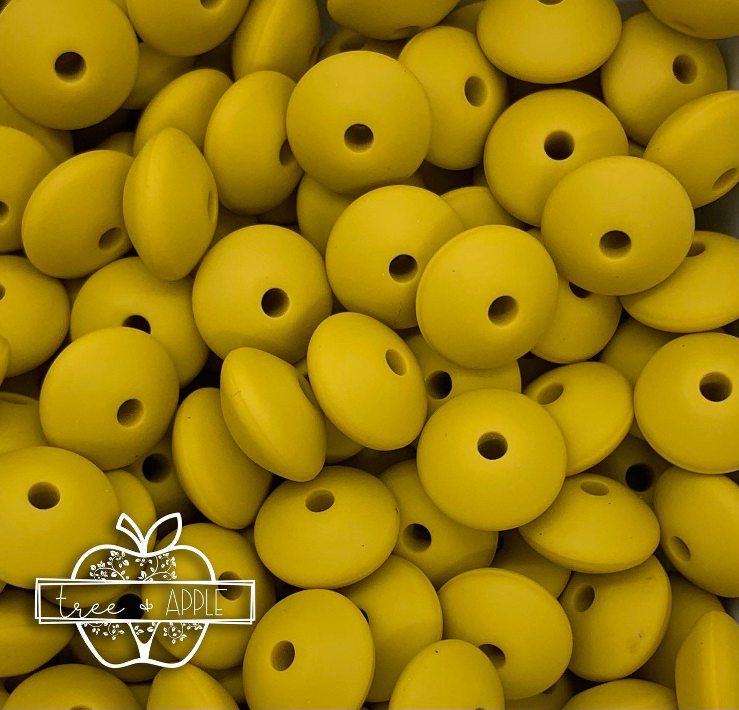 12mm Lentil Solid Mustard Yellow Silicone Beads