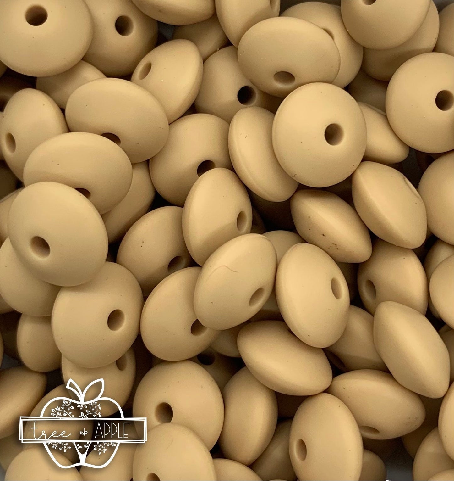 12mm Lentil Oatmeal Silicone Beads