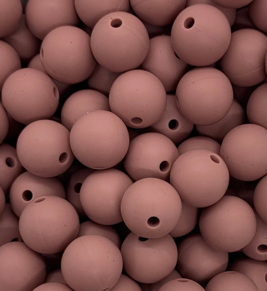15mm Solid Mauve Round Silicone Beads