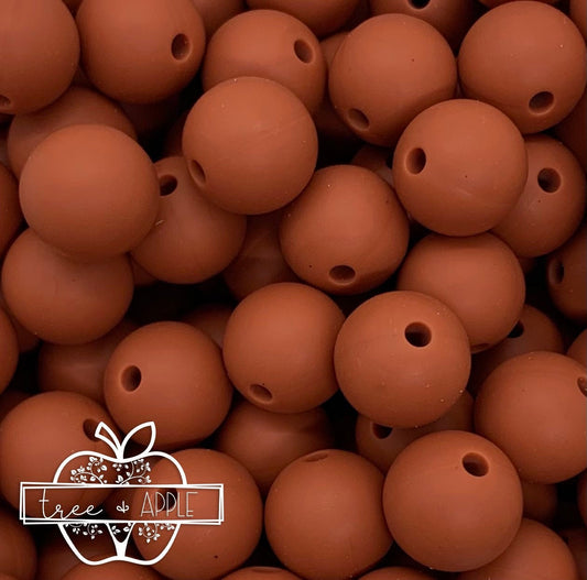 15mm Solid Rust Round Silicone Beads