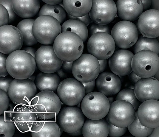 15mm Solid Silver Round Silicone Beads