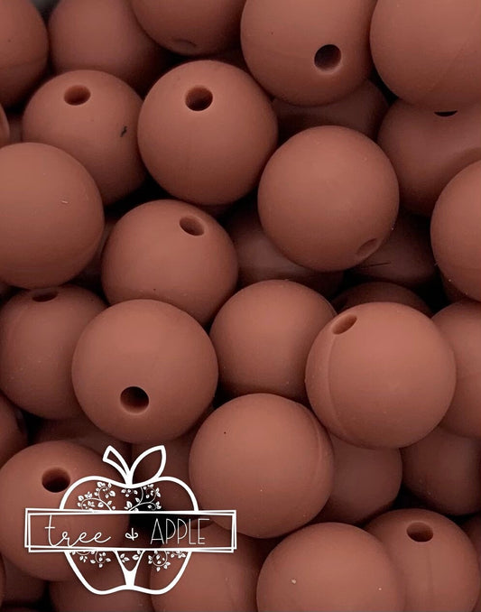 15mm Solid Terracotta Round Silicone Beads