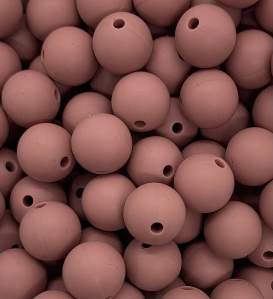 12mm Round Mauve Silicone Beads