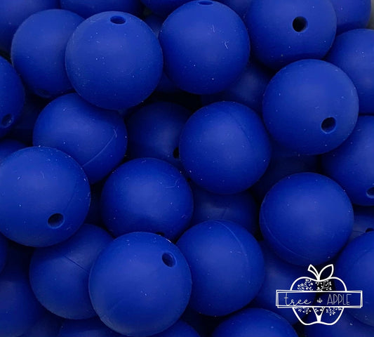 12mm Round Solid Cobalt Blue Silicone Beads