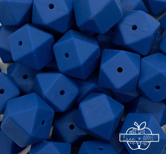 14mm Hexagon Sapphire Blue Silicone Beads