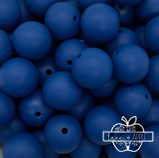 12mm Round Solid Sapphire Blue Silicone Beads