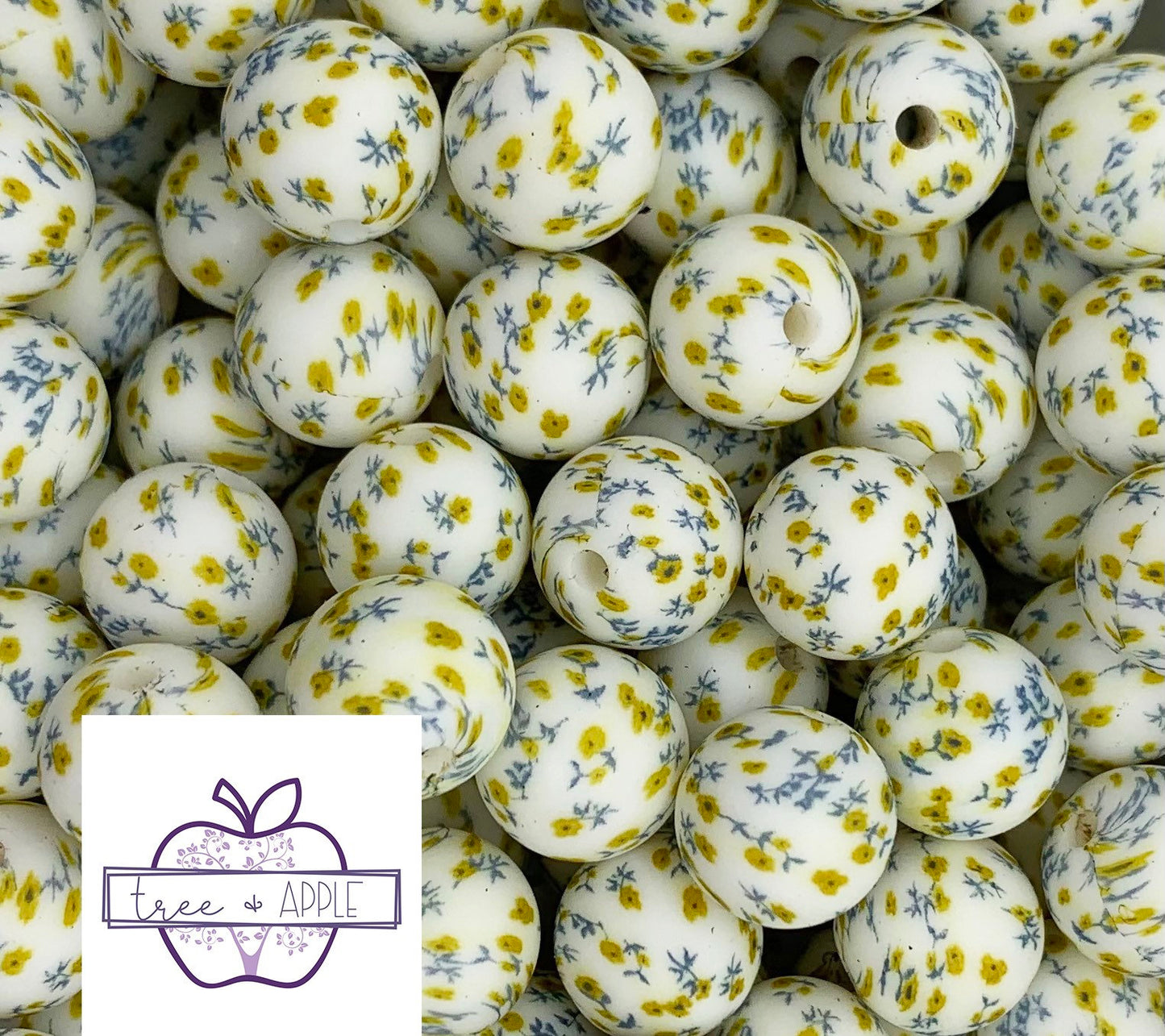 12mm Round Daisy Flower  Silicone Beads