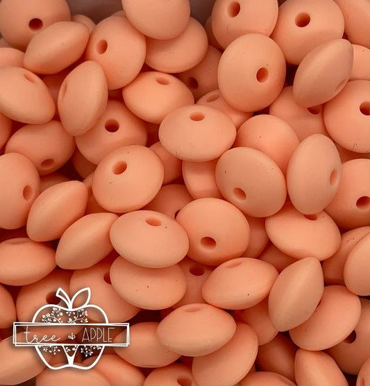 12mm Lentil Coral Silicone Beads