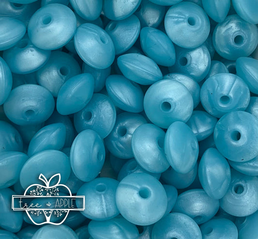 12mm Lentil Solid Pearl Ice Silicone Beads