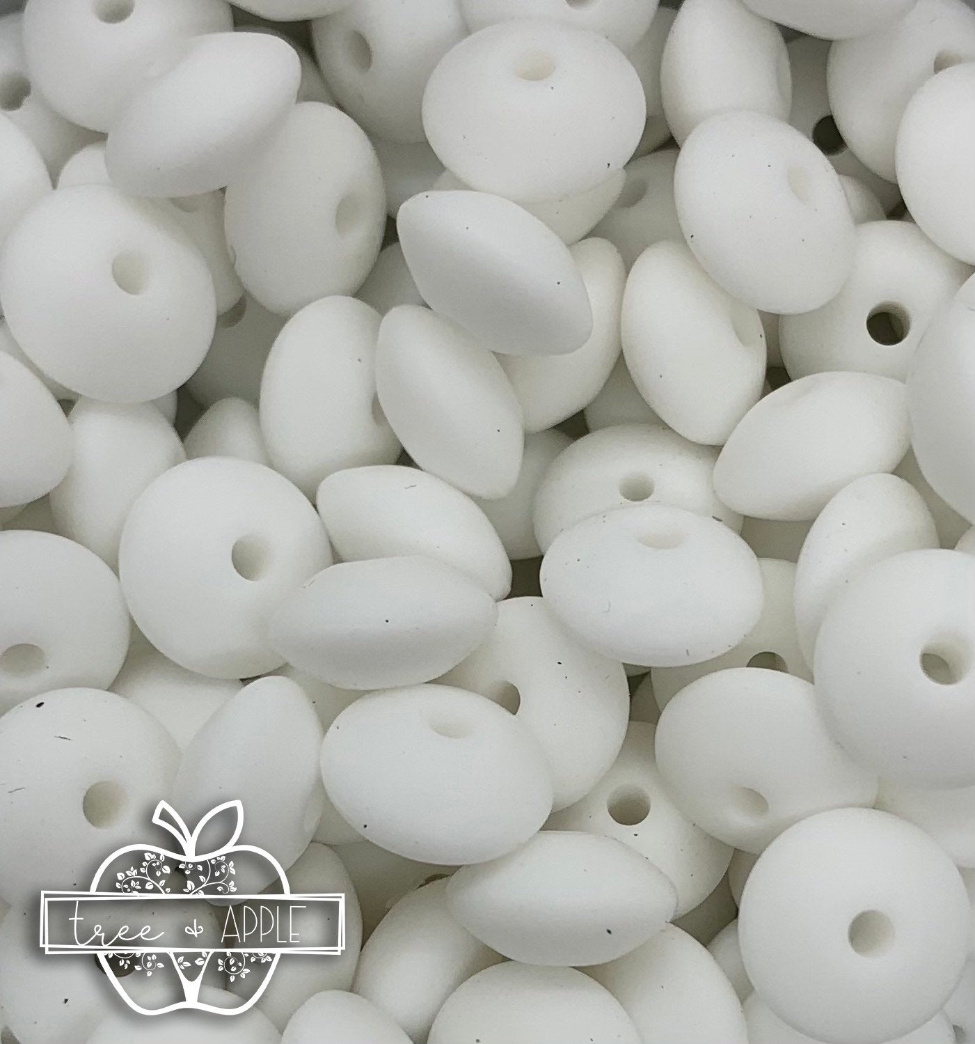 12mm Lentil Solid White Silicone Beads