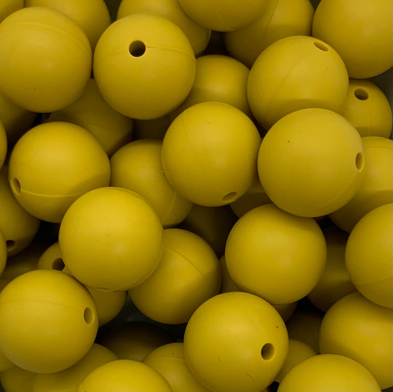 12mm Round Solid Mustard Yellow Silicone Beads