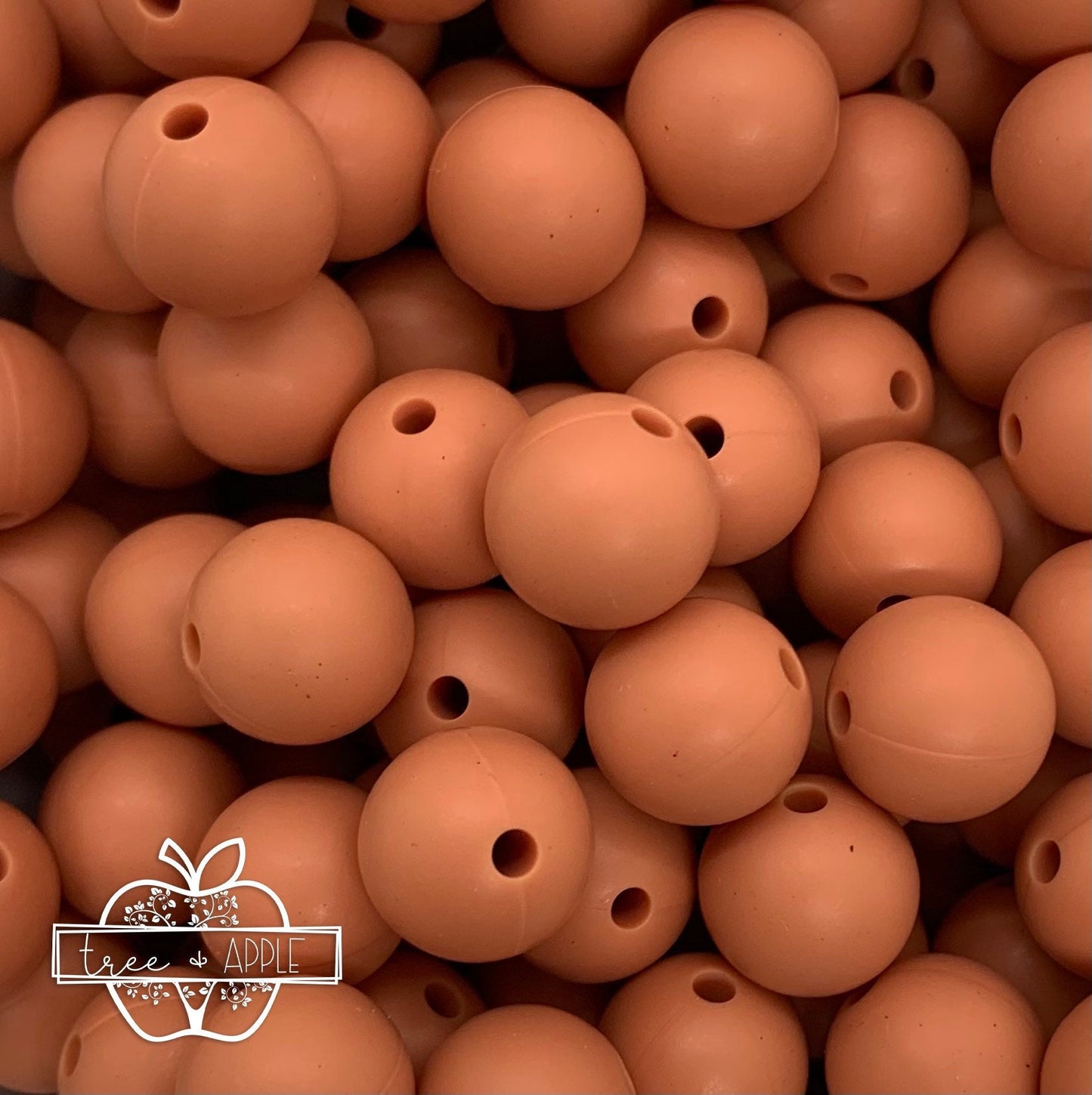 15mm Solid Apricot Round Silicone Bead