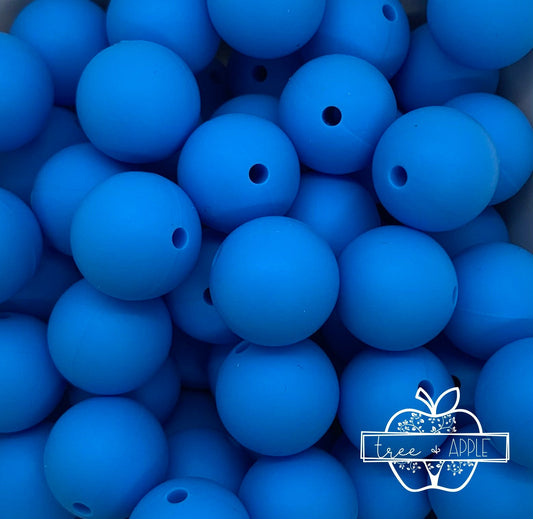 15mm Solid Sky Blue Round Silicone Beads
