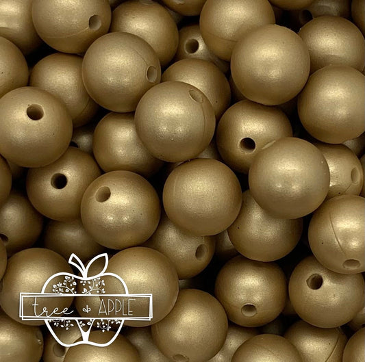 12mm Round Gold Silicone Beads