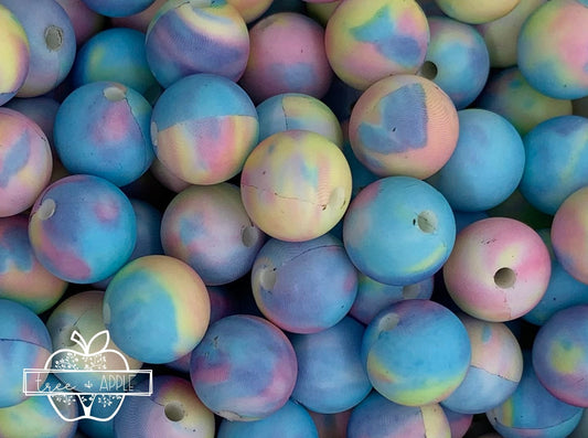 12mm Round Tie Dye Printed Silicone Beads