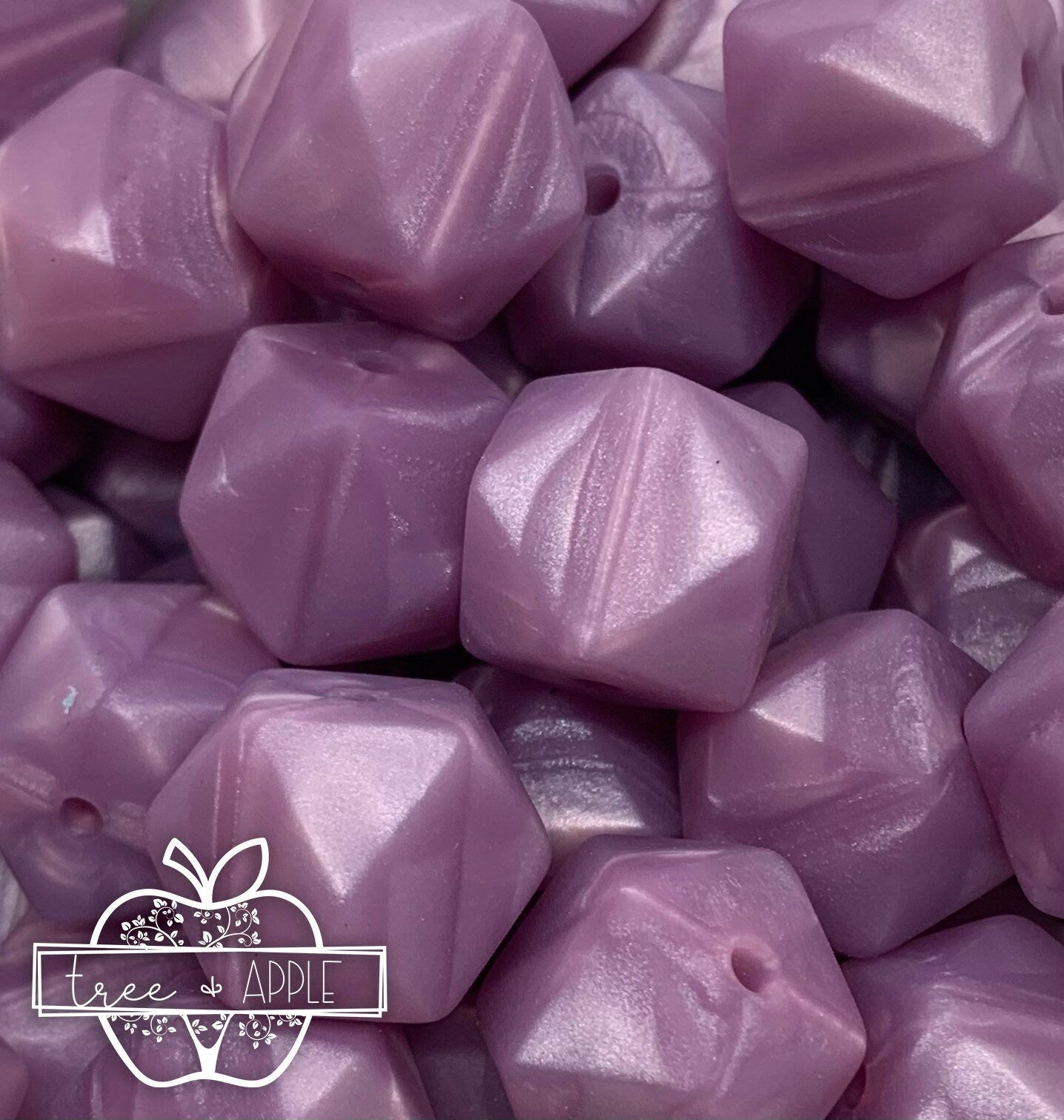 14mm Hexagon Pearl Lavender Silicone Beads