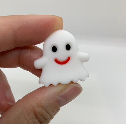 Happy Ghost Silicone Bead, Halloween Ghost Silicone Bead, Ghost Shape Silicone Bead