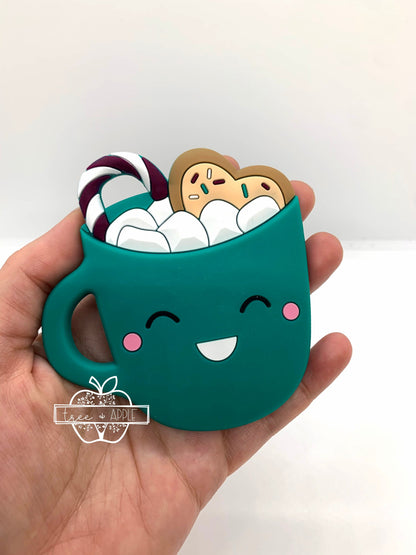 Z- Teether One Hot Chocolate Christmas Teether, Hot Cocoa Silicone Teether, Mug Silicone Teether, Christmas Teether Pendant, Teething,
