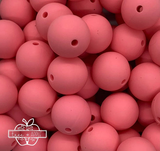 12mm Round Solid Flamingo Pink Silicone Beads