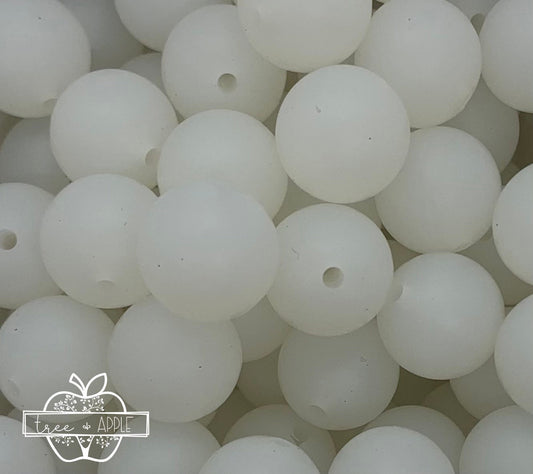 12mm Round Solid Frosted White Silicone Beads