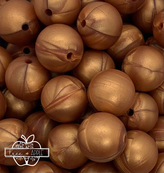 15mm Metallic Bronze Round Silicone Beads,