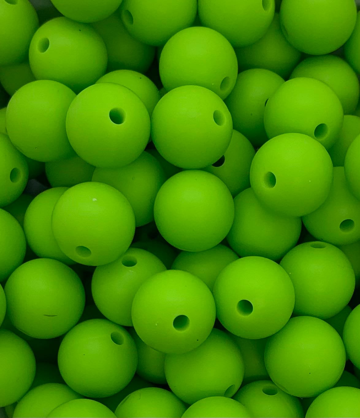 12mm Round Lime Green Silicone Bead