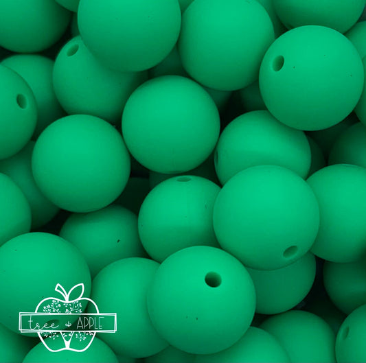 15mm Solid Seafoam Green Round Silicone Beads