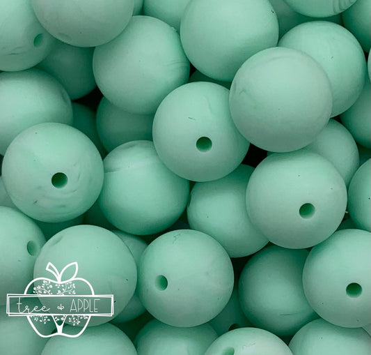 12mm Round Mint ( Barely) Marble Silicone Beads