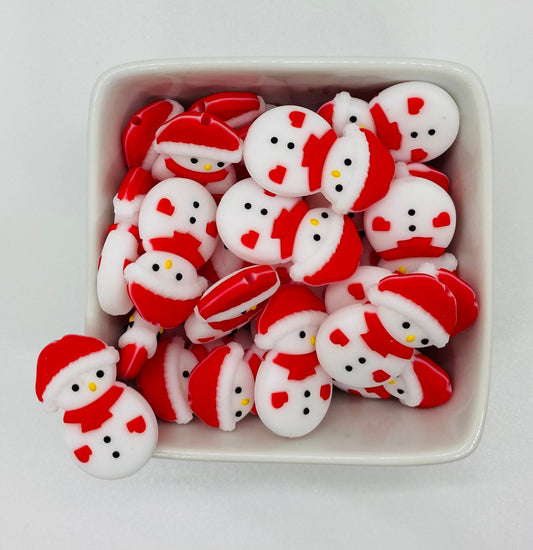 Cute Snowman Silicone Focal Bead, Christmas Silicone Bead, Snowman Shape Silicone Bead, Winter Silicone Bead