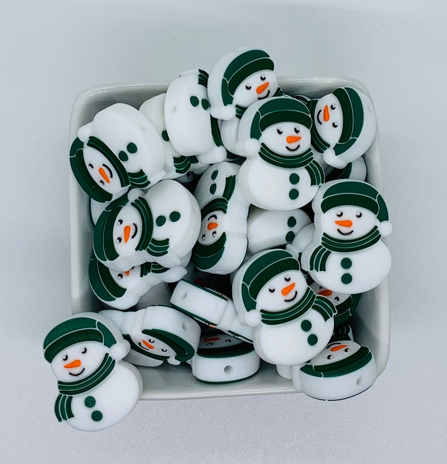 Snowman Silicone Focal Bead, Christmas Silicone Bead, Snowman Shape Silicone Bead, Winter Silicone Bead