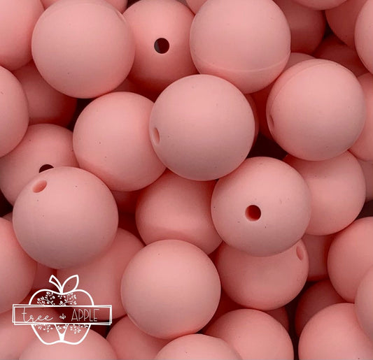 12mm Round Solid Soft Pink Silicone Bead