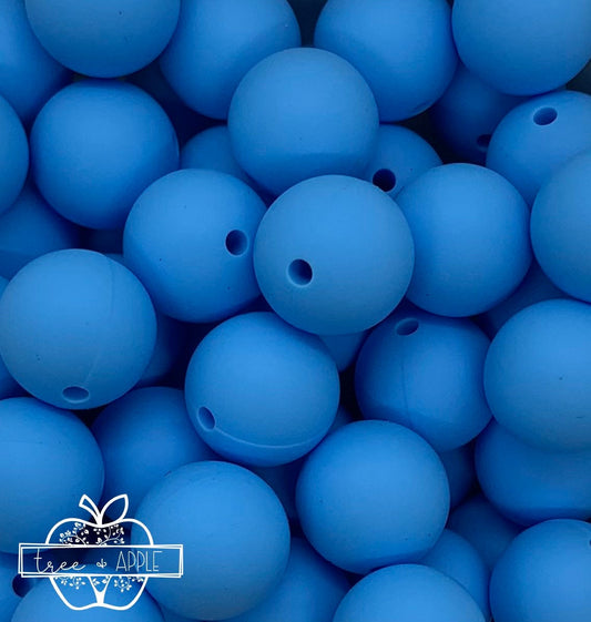 12mm Round Azure Blue Silicone Bead