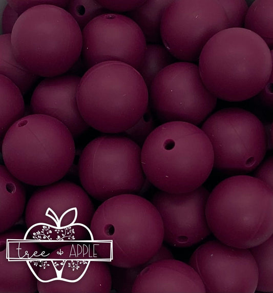 12mm Round Solid Wine Silicone Bead