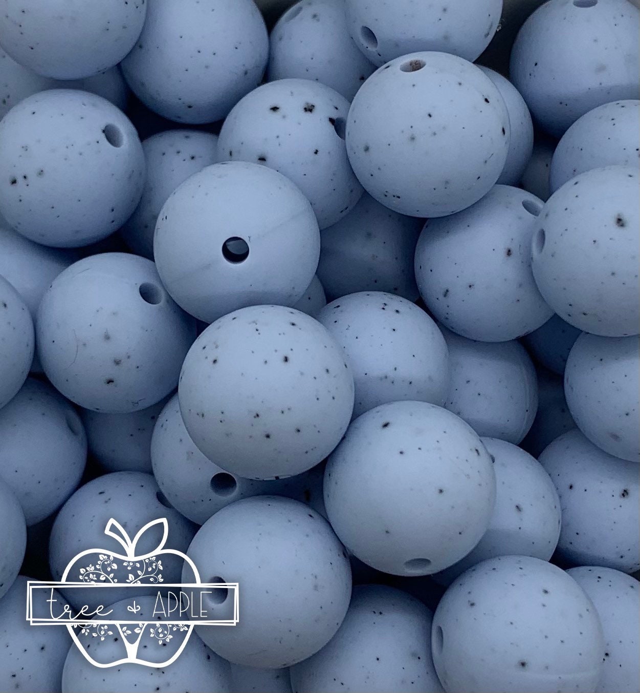 12mm Round Blue Speckled Silicone Bead