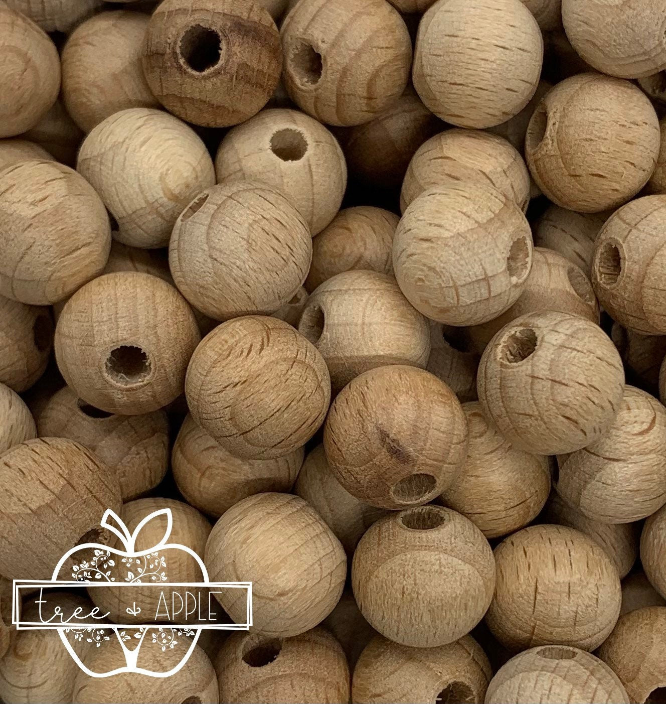 15mm Natural BEECH Wood Round Bead