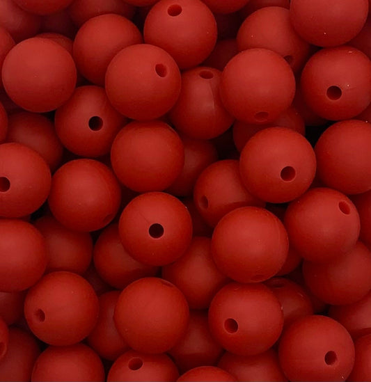 12mm Round Solid Tomato Red Silicone Beads