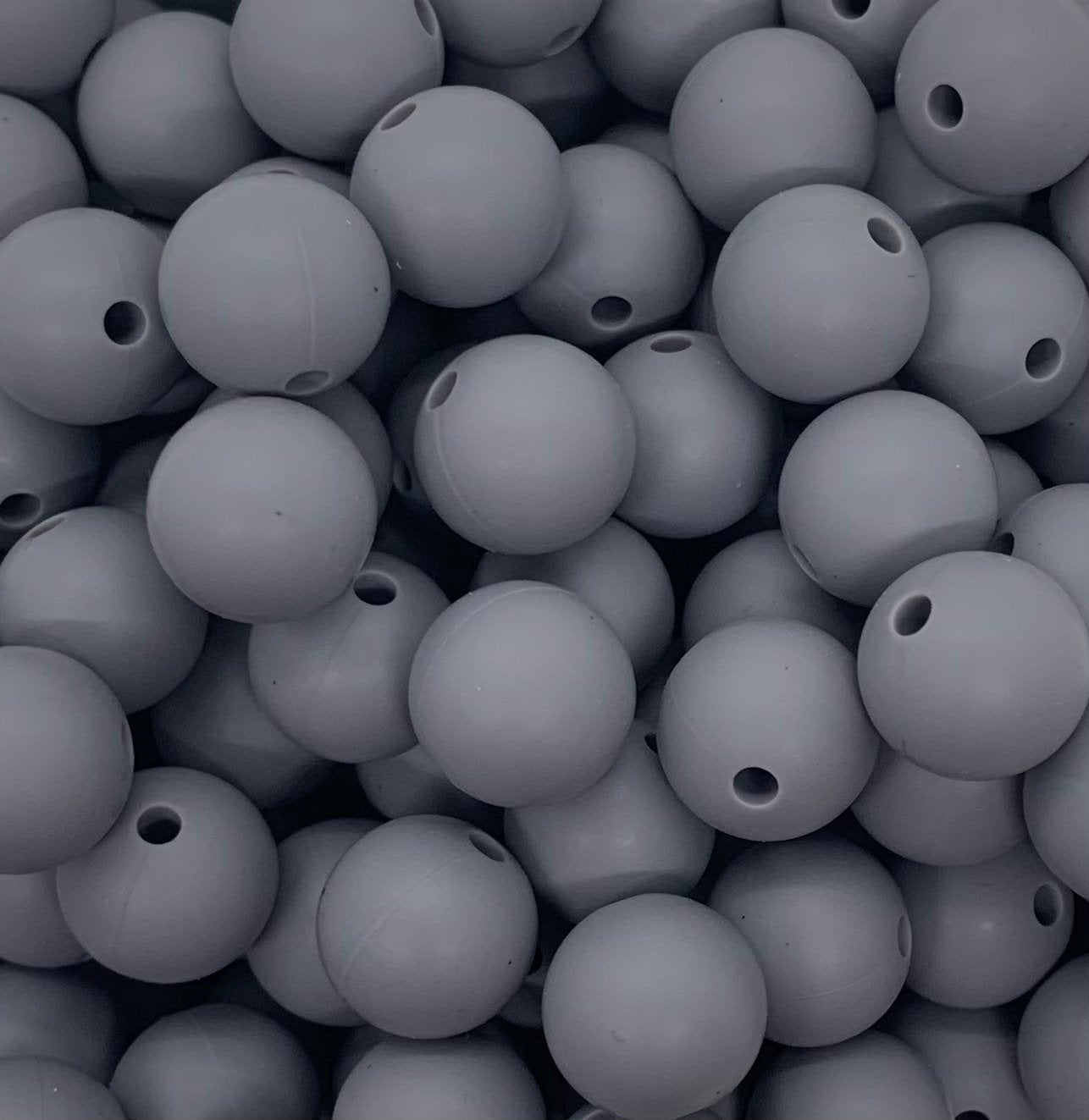 12mm Round Solid Grey Silicone Beads