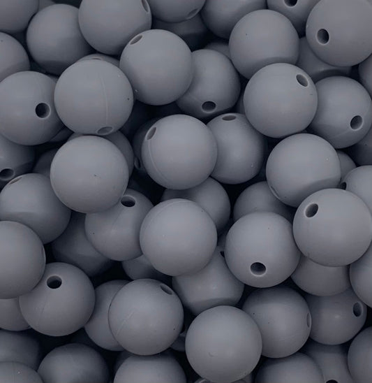 12mm Round Solid Grey Silicone Beads