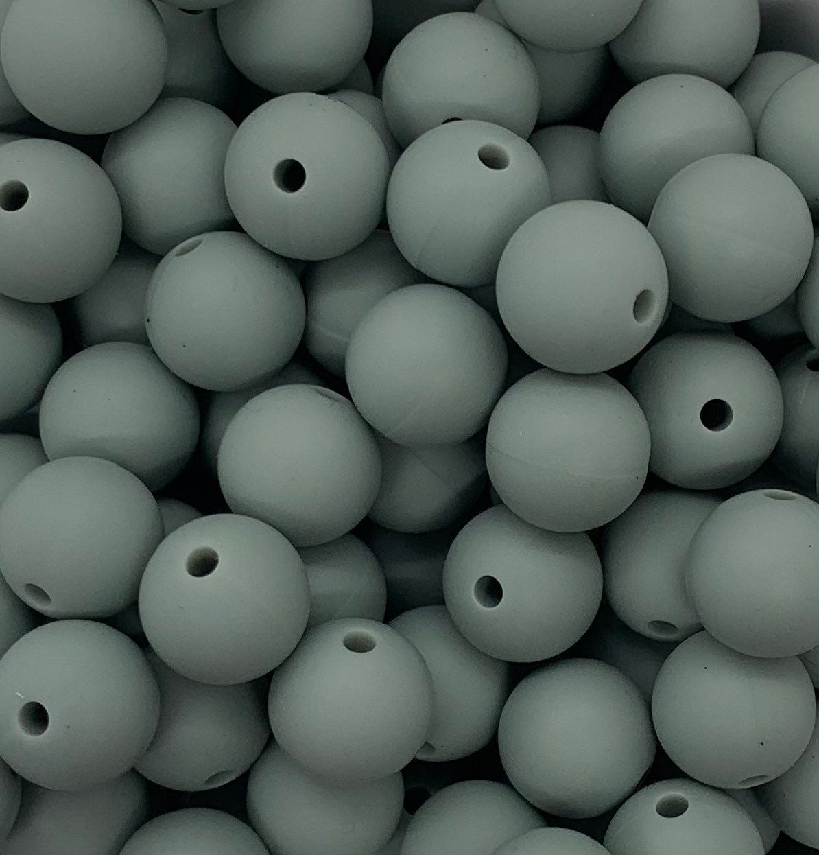 12mm Round Light Grey Silicone Bead