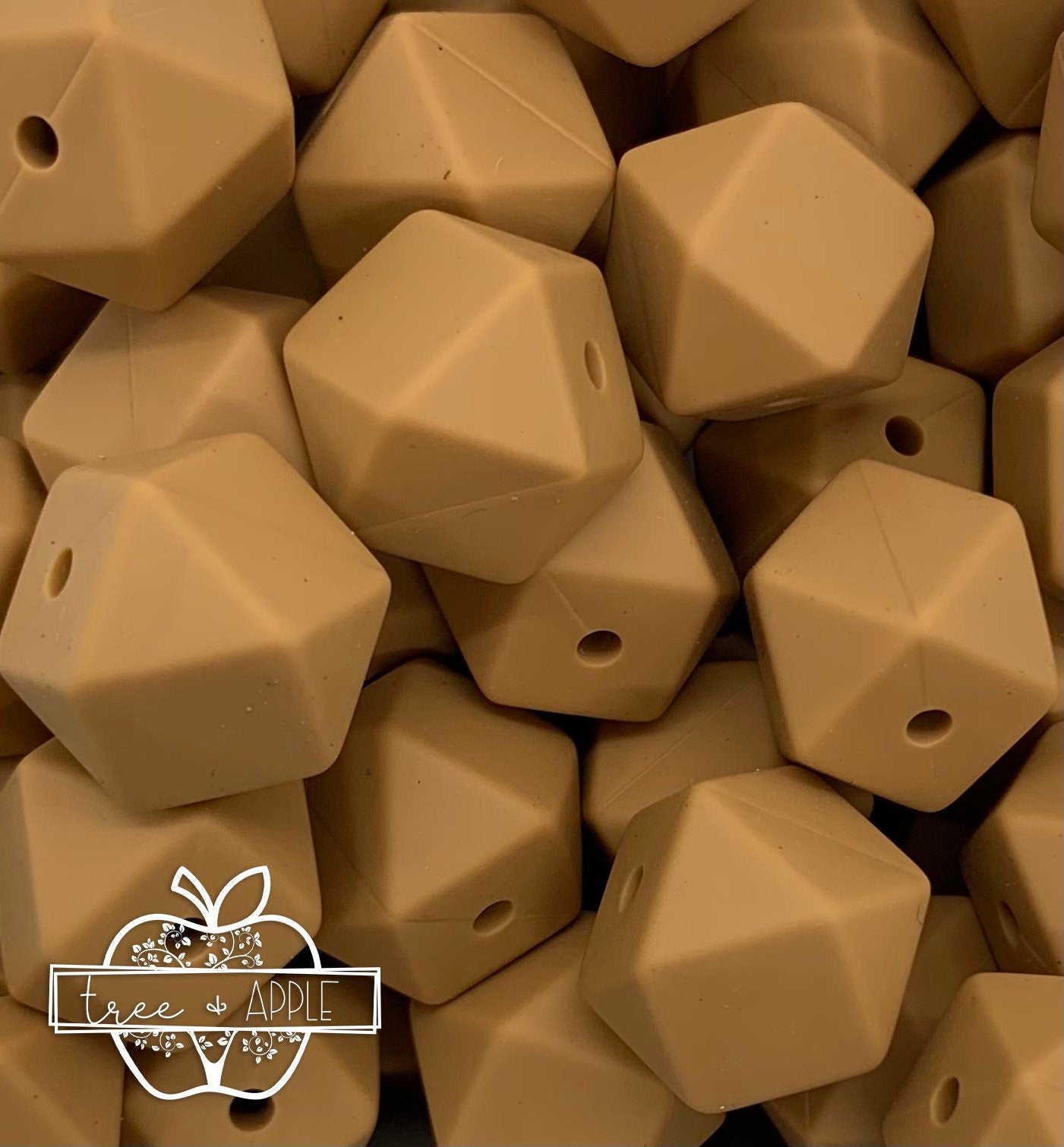 14mm Hexagon Iced Coffee Silicone Beads