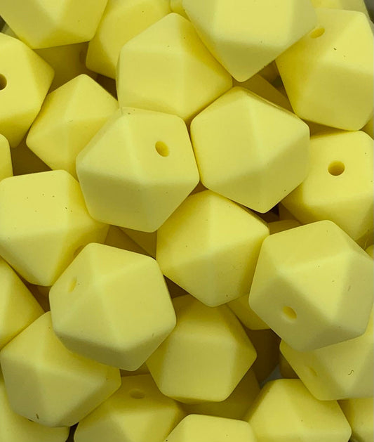 14mm Hexagon Lemon Silicone Beads