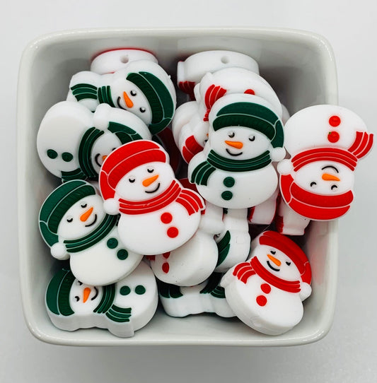 Snowman Silicone Focal Bead, Christmas Silicone Bead, Snowman Shape Silicone Bead, Winter Silicone Bead