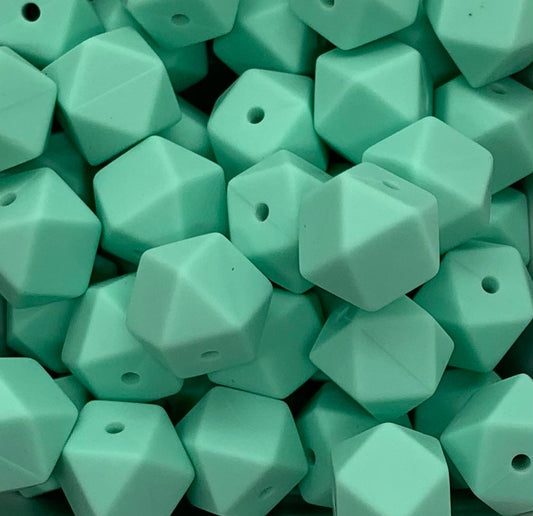 14mm Hexagon Mint Silicone Bead