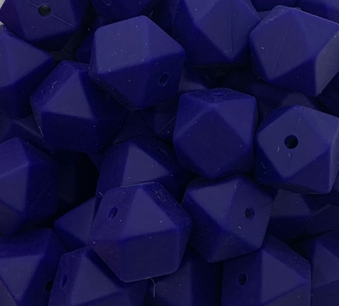 14mm Hexagon Night Blue Silicone Beads