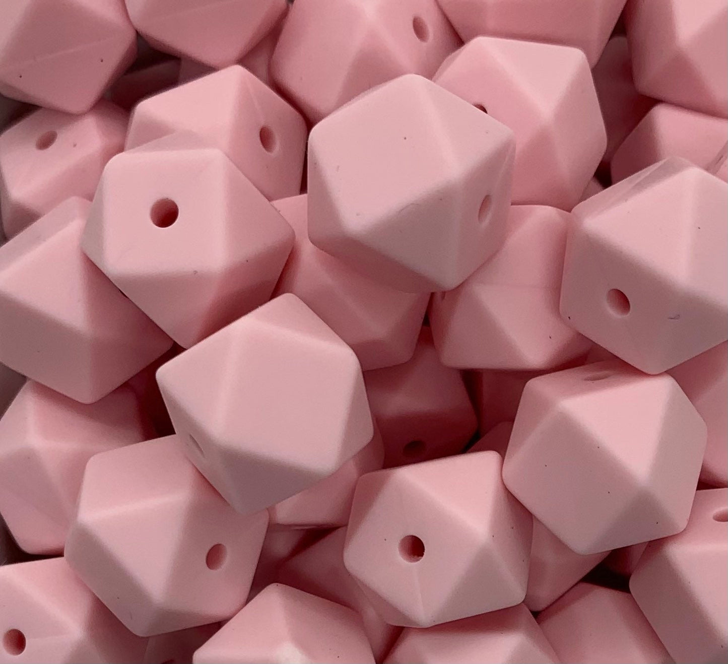 14mm Hexagon Pink Lemonade Silicone Beads