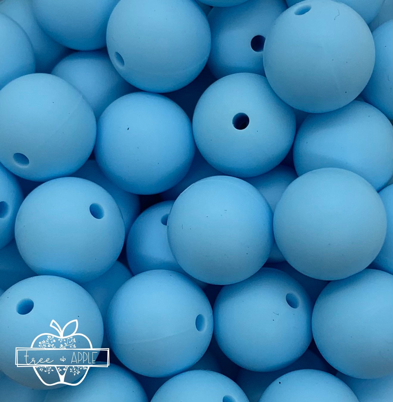 12mm Round Solid Ice Blue Silicone Bead