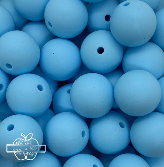12mm Round Ice Blue Silicone Bead